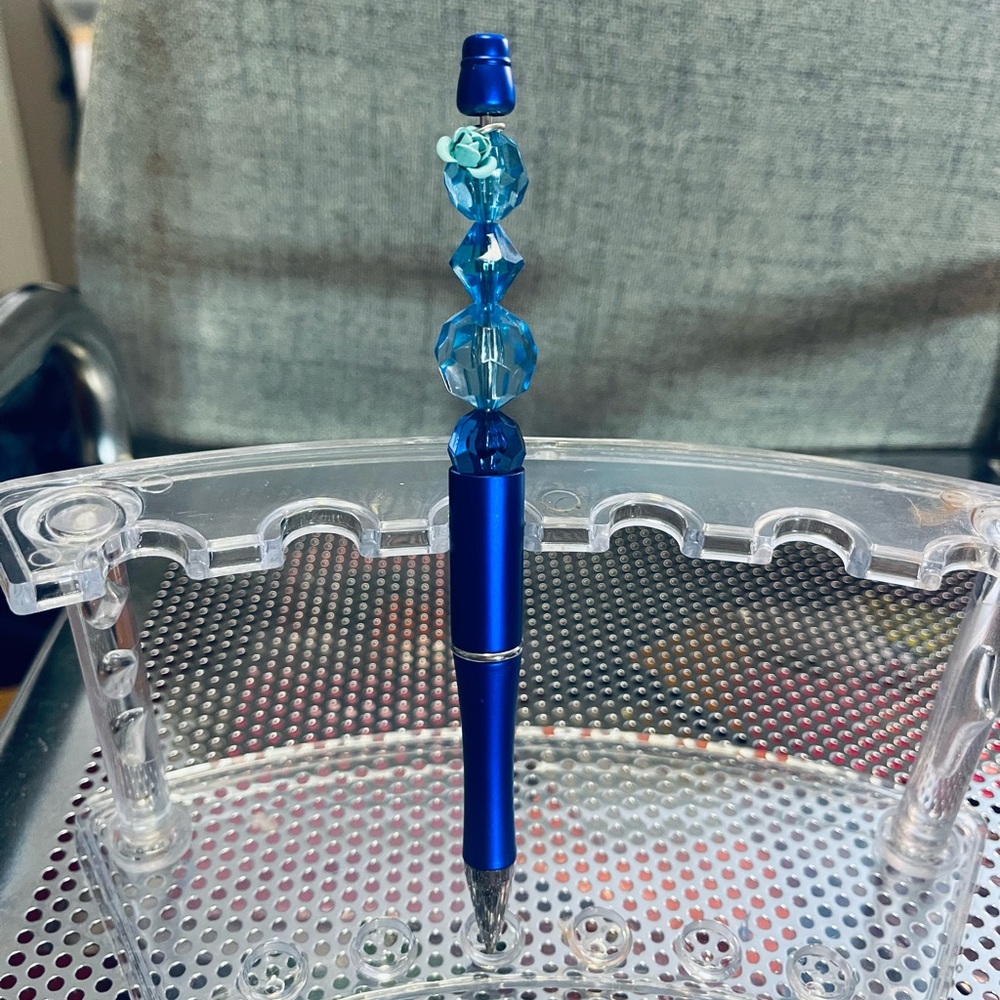 Blue Diamond gem bead ink pen